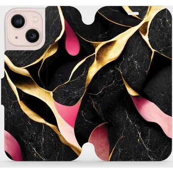 Pouzdro na mobilní telefon Flipové pouzdro Mobiwear - Apple iPhone 13 mini - VP35S Černý a zlatavý mramor (Knížkové flip pouzdro, obal, kryt na mobil Apple iPhone 13 mini - VP35S Černý a zlatavý mramor, materiál Umělá kůže + TPU - ochrana 360°, stojánek, silikonová vanička,)