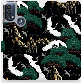 Pouzdro na mobilní telefon Flipové pouzdro Mobiwear - Motorola Moto E40 - VP16S Jeřábi (Knížkové flip pouzdro, obal, kryt na mobil Motorola Moto E40 - VP16S Jeřábi, materiál Umělá kůže + TPU - ochrana 360°, stojánek, silikonová vanička, magnetické zavírání)