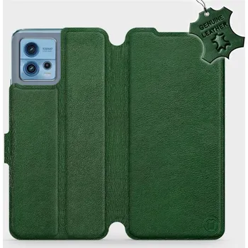 Pouzdro na mobilní telefon Kožené flip pouzdro Mobiwear - Motorola Moto G72 - Zelené (Kožené knížkové pouzdro, obal, kryt na mobil Motorola Moto G72, Zelené, materiál Genuine Leather, ochrana 360°, stojánek, silikonová vanička, magnetické zavírání)