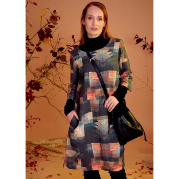 Dámské šaty Lněné 100% Lněné šaty Paul Klee Gradace červená zelená Velikost: EU 42