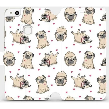 Pouzdro na mobilní telefon Flipové pouzdro Mobiwear - Huawei P10 Lite - M097P Mopsíci (Knížkové flip pouzdro, obal, kryt na mobil Huawei P10 Lite - M097P Mopsíci, materiál Umělá kůže + TPU - ochrana 360°, stojánek, silikonová vanička, magnetické zavírání)