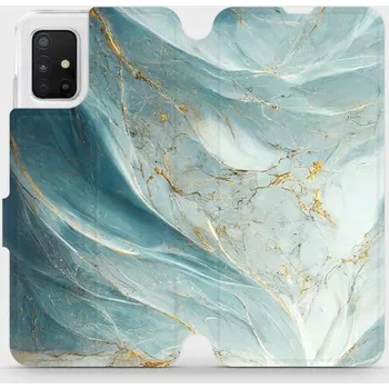 Pouzdro na mobilní telefon Flipové pouzdro Mobiwear - Samsung Galaxy A51 - VP34S Zelenkavý a zlatavý mramor (Knížkové flip pouzdro, obal, kryt na mobil Samsung Galaxy A51 - VP34S Zelenkavý a zlatavý mramor, materiál Umělá kůže + TPU - ochrana 360°, stojánek, silikonová vanička,)