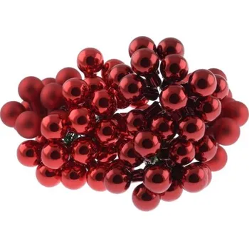 Vánoční dekorace Baňky na drátku 1,5cm, 72ks ČERVENÉ