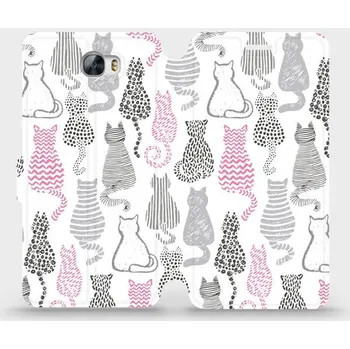 Pouzdro na mobilní telefon Flipové pouzdro Mobiwear - Huawei Y6 II Compact - MX01S Kočičí zádíčka (Knížkové flip pouzdro, obal, kryt na mobil Huawei Y6 II Compact - MX01S Kočičí zádíčka, materiál Umělá kůže + TPU - ochrana 360°, stojánek, silikonová vanička, magnetické zavírání)