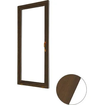 Okno ALUPLAST Plastové jednokřídlové balkonové dveře s oboustrannou klikou ořech/bílé 90x200 Pravé