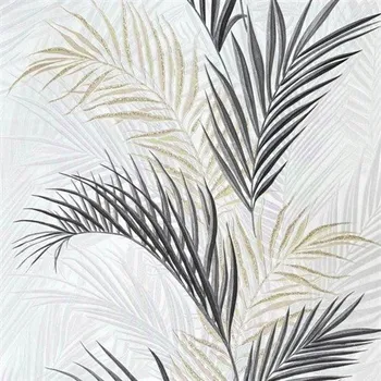 Tapeta Vliesové tapety na zeď palmové listy tmavě šedo-zlaté