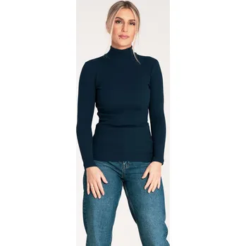Dámské tričko Dámský tmavě modrý bavlněný rolák M1058 Navy Velikost: S