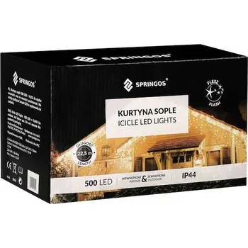 Vánoční světelný závěs Springos CL0519 krápníky 500 LED studená bílá/multicolor