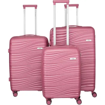 Růžová 3dílná sada kufrů Peterson PTN WA06-SET3 Velikost: Sada kufrů