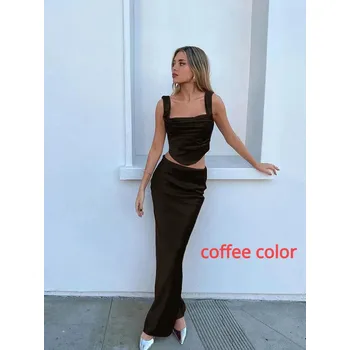 Dámská saténová souprava Barva: Kávová, Velikost: M