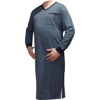 Pánská noční košile xcena Bavlněná noční košile šedá s dlouhým rukávem Velikost: XXXXXXL