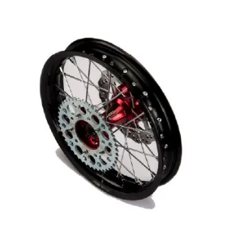 malá motorka Kompletní zadní kolo 1.85x12" s CNC barevným nábojem pitbike YCF Barva: Červená