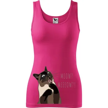 Dámské tričko DOBRÝ TRIKO Dámské tílko s potiskem Naštvaná kočka Velikost: XL, Barva: Purpurová