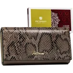 Peterson Hnědá kožená peněženka se vzorem hadí kůže Y454 [DH] PTN SM-411 Velikost: ONE SIZE