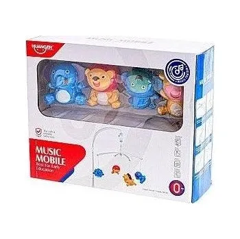 Hračka pro nejmenší Kolotoč nad postýlku 65cm se zvířátky na natažení se zvukem 0m+