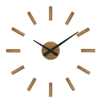 Hodiny VLAHA Luxusní dubové nalepovací hodiny MINIMAL vyrobené v Čechách s černými ručkami ⌀59cm VCT1141 (hodiny s vůní dubového dřeva a certifikátem pravosti a datem výroby)