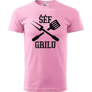 Pánské tričko DOBRÝ TRIKO Pánské tričko s potiskem Šéf grilu Velikost: XL, Barva: Růžová