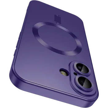 Pouzdro na mobilní telefon Metalický kryt Magsafe se sklem na fotoaparát pro iPhone 16 Barva: Fialová