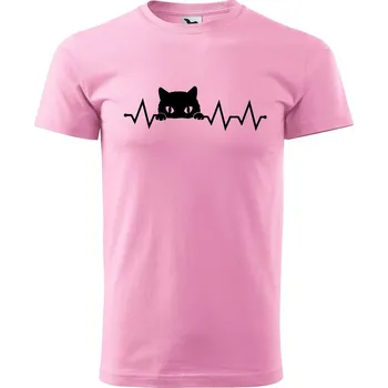 Pánské tričko DOBRÝ TRIKO Pánské tričko s potiskem Tep kočka Velikost: XL, Barva: Růžová