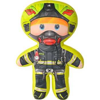 Dekorativní polštářek 3D polštář Plyšový hasič 47 cm
