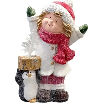 Vánoce Koledník s tučňákem keramický 28x15x39cm