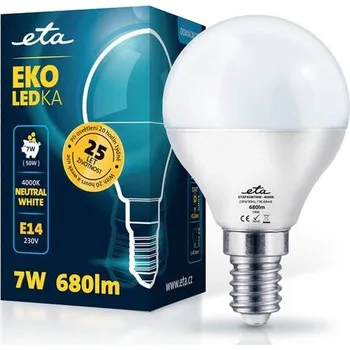 Žárovka ETA EKO LEDka mini globe 7W, E14, neutrální bílá (P45W7NW) (ETAP45W7NW)