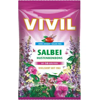 Bonbon Vivil Šalvěj+14 druhů bylin bez cukru 120g