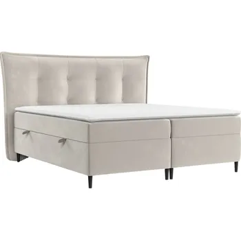 Postel Maison de Rêve Světle béžová sametová postel boxspring SINAI 180 x 200