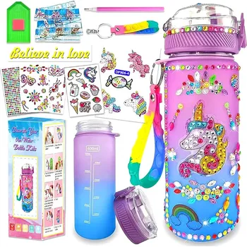 dětská jídelní sada Unicorn (Jednorožci) Plastová láhev 600ml s diamantovou výrobou ozdob Varianty: Jednorožec, fialovo-modrá