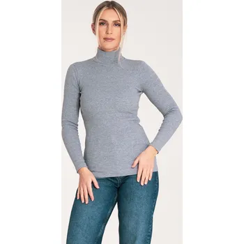 Dámské tričko Dámský šedý bavlněný rolák M1058 Grey Velikost: S