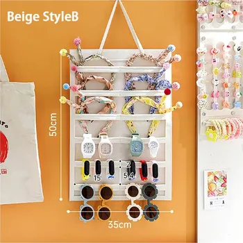 Samolepící dekorace Závěsný organizér na vlasové sponky, čelenky, gumičky či hodinky Varianta: styl B béžová (50x35 cm)