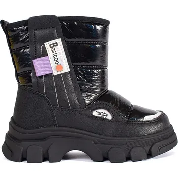 Dámské kozačky Prošívané černé dívčí sněhule lesklé A-202B Velikost: 31