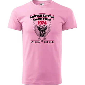 Pánské tričko DOBRÝ TRIKO Pánské tričko s potiskem Zrozen v roce 1974 Velikost: M, Barva: Růžová