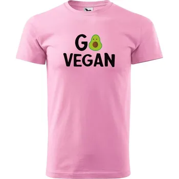 Pánské tričko DOBRÝ TRIKO Pánské tričko s potiskem Go vegan Velikost: XL, Barva: Růžová