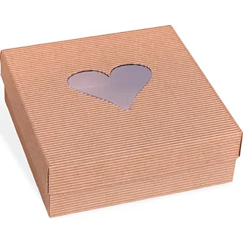 Dárková krabička Krabička dno + víko hnědá, motiv SRDCE uprostřed