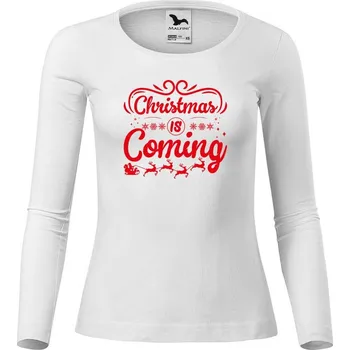 Dámské tričko DOBRÝ TRIKO Dámské bavlněné triko Christmas coming Velikost: 3XL, Barva: Bílá