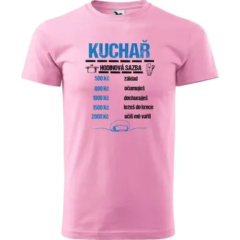 Pánské tričko DOBRÝ TRIKO Pánské tričko s potiskem Hodinová sazba kuchař Velikost: L, Barva: Růžová