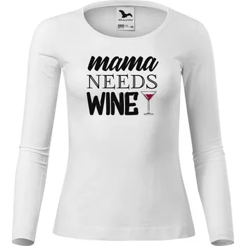 Dámské tričko DOBRÝ TRIKO Dámské triko Mama needs wine Velikost: 3XL, Barva: Bílá