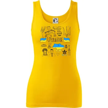 Dámské tričko Ukrajina folklor - kreslené obrázky - Dámské tílko - XL ( Žlutá )
