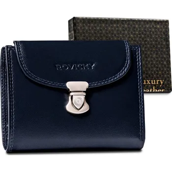 Peněženka Dámská kožená peněženka s ozdobným zapínáním Barva: námořnictvo