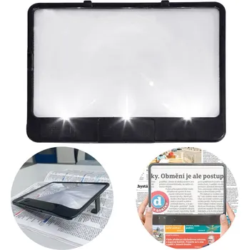 Lupa HomeLife Čtecí lupa s LED světelem PAGE BRIGHT, 18 x 14 cm, zvětšení 3x