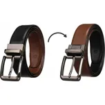 Peterson Hnědo-černý oboustranný kožený pásek s otočnou přezkou [DH] PTN RB35-95-MET Velikost: 95