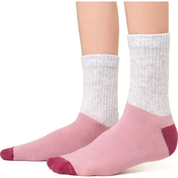 Růžovo-šedé ponožky pro dívky Art.014 DO444, SIZE 32-34 PINK Velikost: 29/31