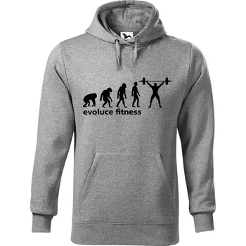 Pánská mikina DOBRÝ TRIKO Pánská mikina s potiskem Evoluce fitness Velikost pánské mikiny: 4XL, Barva: Tmavě šedý melír