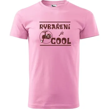 Pánské tričko DOBRÝ TRIKO Pánské tričko s potiskem Rybaření je cool Velikost: XL, Barva: Růžová