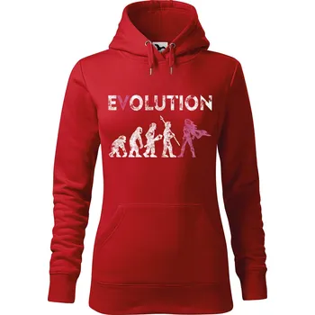 Dámská mikina DOBRÝ TRIKO Dámská mikina s potiskem Evoluce hrdinka Velikost dámské mikiny: L, Barva: Červená