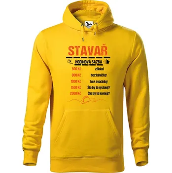 Pánská mikina DOBRÝ TRIKO Pánská mikina s potiskem Hodinová sazba stavař Velikost pánské mikiny: L, Barva: Žlutá