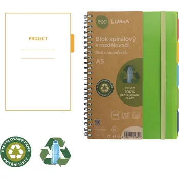 Sešit Blok spirála A5 s rozdělovači 100l ECO H235171