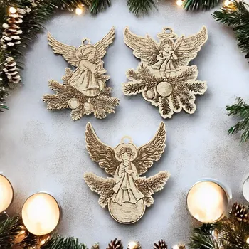 JarisWood Vánoční ozdoba anděl 3 Varianta: Sada 3 andělíčků