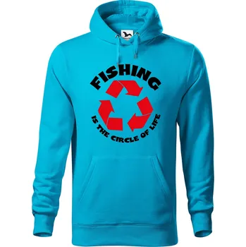 Pánská mikina DOBRÝ TRIKO Pánská mikina s potiskem Fishing Velikost pánské mikiny: 2XL, Barva: Tyrkysová